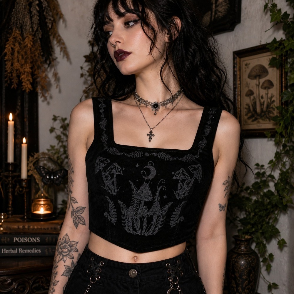 Killstar Perseis Crop Corset Top Sz 12 Gothic Fairy Grunge Dark Academia Witchy